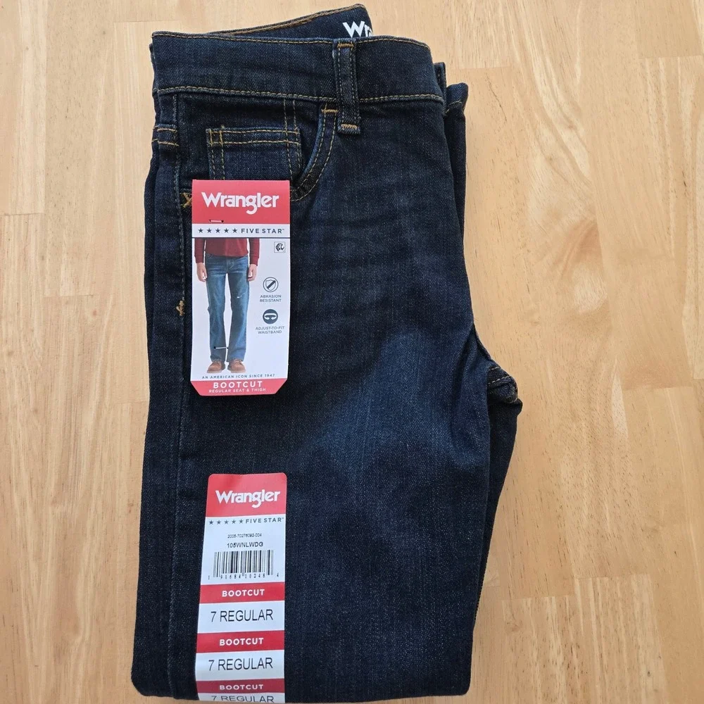 Wrangler Five Star Boys Bootcut Jeans – Dark Wash – Size 7 Regular – NWT